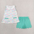 Baby Girls Flowers Pockets Tunic Scallop Shorts Sets: 4T