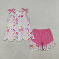 Sibling Baby Girls Flowers Scallop Tunic Shorts Sets: 4 / 4T