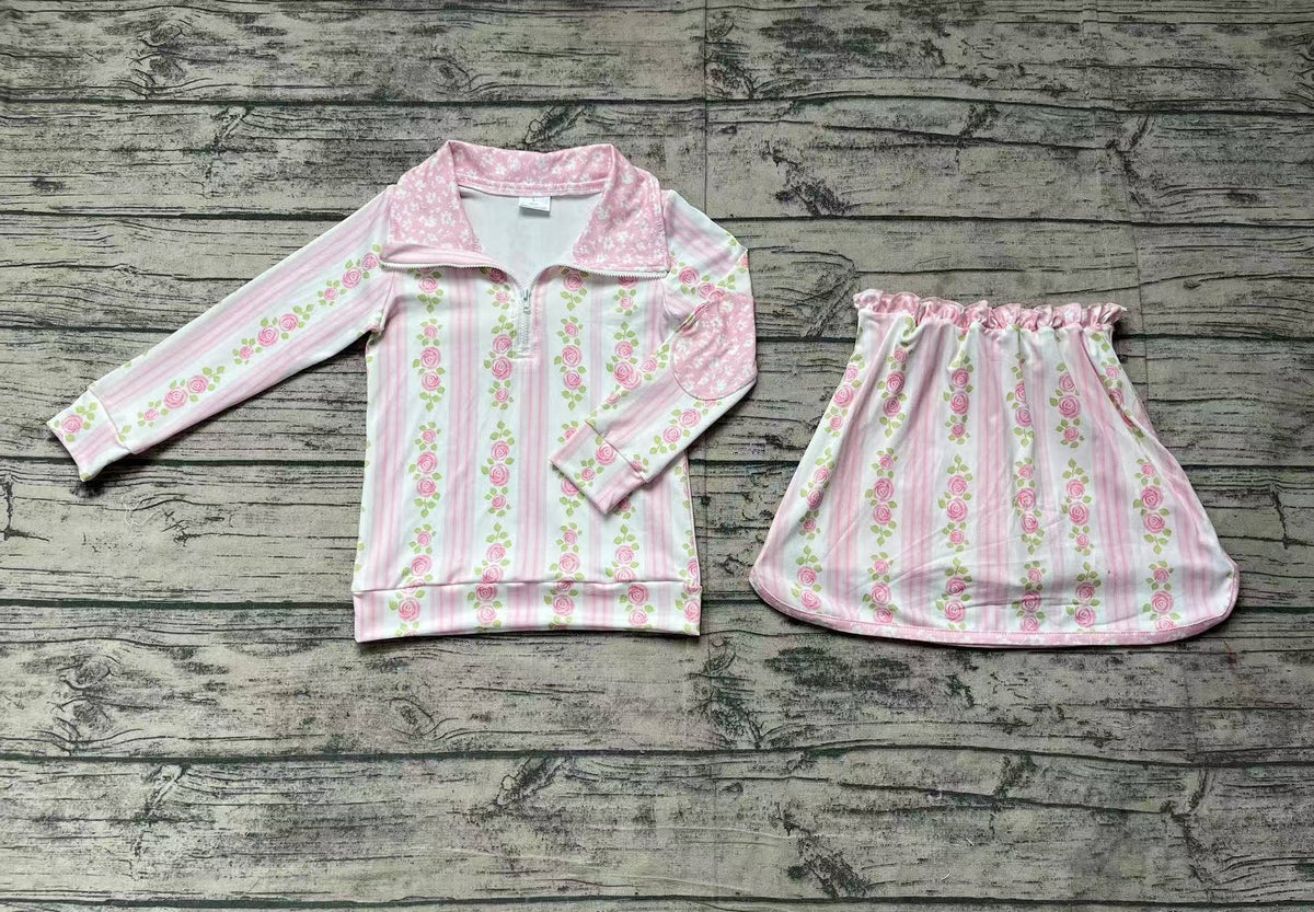 Baby Girls Pink Flowers Zip Top Skirt Skort Bottoms Sets: 4T