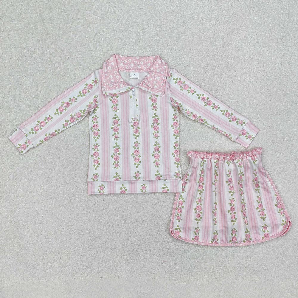 Baby Girls Pink Flowers Zip Top Skirt Skort Bottoms Sets: 4T