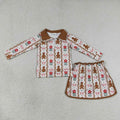 Baby Girls Christmas Gingerbread Top Skirts Outfits Sets: 5-6T