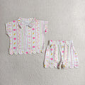 Baby Girls Back To School Bows Zip Scallop Shirt Shorts Sets: 4T