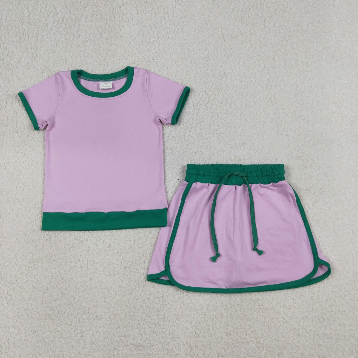 Sibling Baby Girls Solid Color Cotton Skort Sports Sets: Pink / 4T