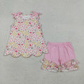 Sibling Baby Girls Flowers Scallop Tunic Shorts Sets: 6 / 3T