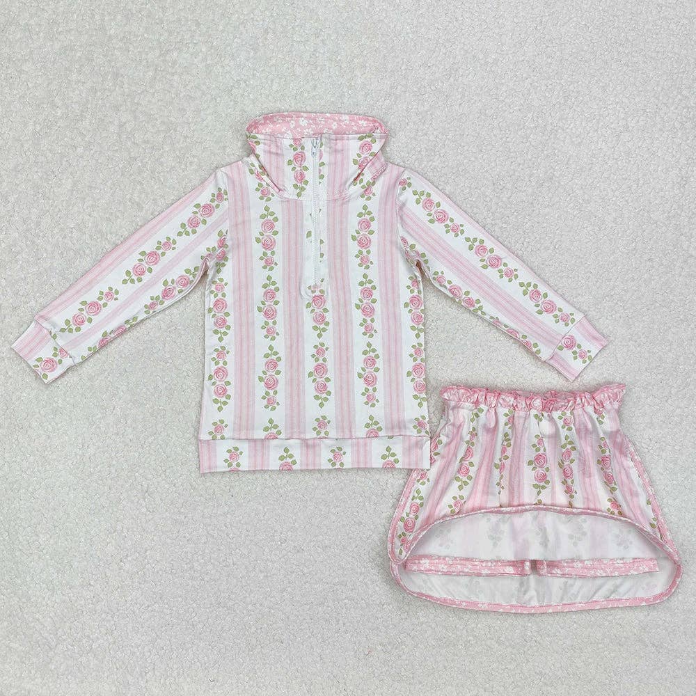Baby Girls Pink Flowers Zip Top Skirt Skort Bottoms Sets: 4T