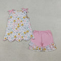 Sibling Baby Girls Flowers Scallop Tunic Shorts Sets: 3 / 4T