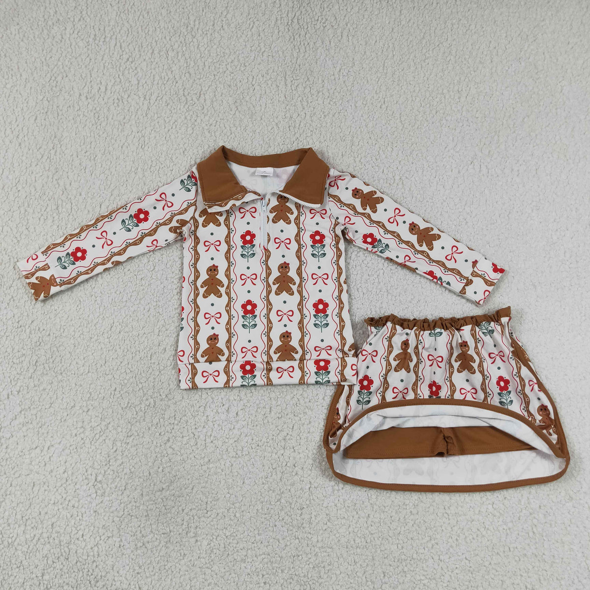 Baby Girls Christmas Gingerbread Top Skirts Outfits Sets: 5-6T